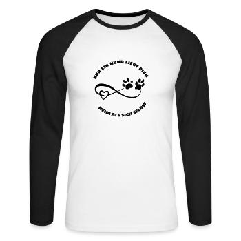 unendliches herz pfoten spruch hund - Unisex Baseballshirt langarm - Weiß/Schwarz - Vorne - Nik (191cm)