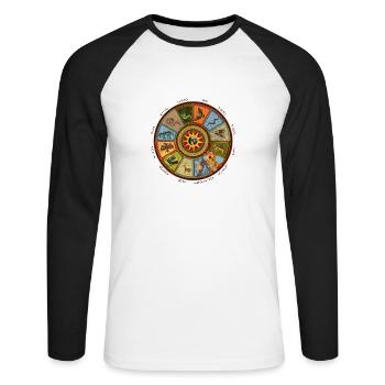 The Medicine Wheel of the Indians - Unisex Long Sleeve Baseball T-Shirt - white/black - Front - Nik (191cm)