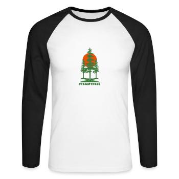 Team Trees Merchandise - Unisex Baseballshirt langarm - Weiß/Schwarz - Vorne - Nik (191cm)