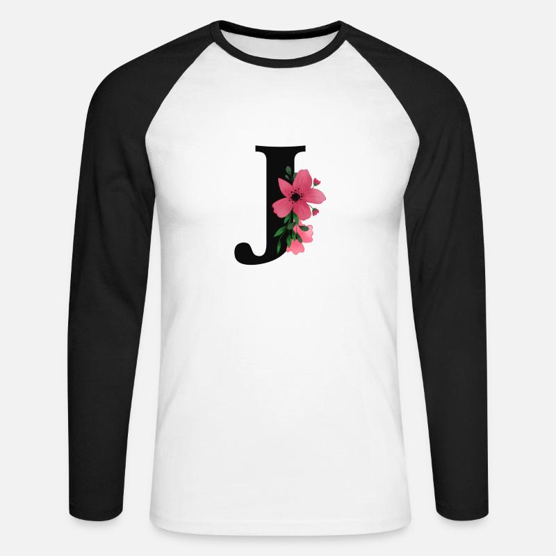 Alphabet J - Maglia da baseball a manica lunga da uomo - bianco/nero