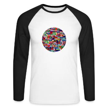 Drapeaux du monde entier - T-shirt baseball manches longues Homme - blanc/noir - Devant - Nik (191cm)