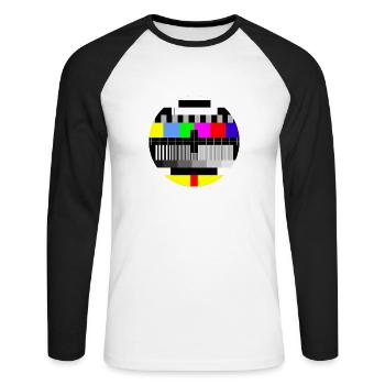 TV sight - Unisex Long Sleeve Baseball T-Shirt - white/black - Front - Nik (191cm)