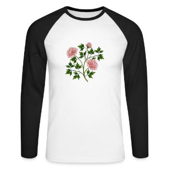Bunte Blumen - Unisex Baseballshirt langarm - Weiß/Schwarz - Vorne - Nik (191cm)