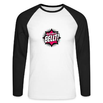 Das Glück dieser Welt Bellt - Unisex Baseballshirt langarm - Weiß/Schwarz - Vorne - Nik (191cm)