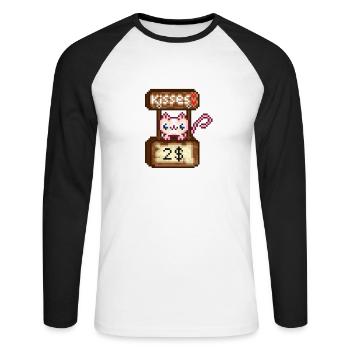 Kitty Kisses - Unisex Long Sleeve Baseball T-Shirt - white/black - Front - Nik (191cm)