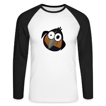Nussrabe - Unisex Baseballshirt langarm - Weiß/Schwarz - Vorne - Nik (191cm)