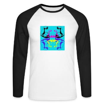 Funky Cool Powerful - T-shirt baseball manches longues Homme - blanc/noir - Devant - Nik (191cm)