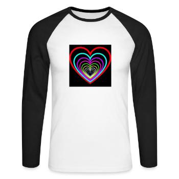 Cœurs Mêlés - T-shirt baseball manches longues Homme - blanc/noir - Devant - Nik (191cm)