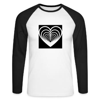 Coeurs Mêlés Noir - T-shirt baseball manches longues Homme - blanc/noir - Devant - Nik (191cm)
