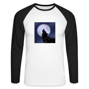 Wolf mit Mond - Unisex Baseballshirt langarm - Weiß/Schwarz - Vorne - Nik (191cm)