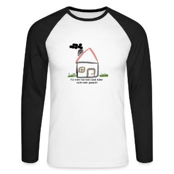 Mehr Geld hatte ich nicht - Unisex Baseballshirt langarm - Weiß/Schwarz - Vorne - Nik (191cm)