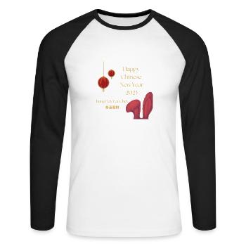 Chinese new year 2023 - Unisex Long Sleeve Baseball T-Shirt - white/black - Front - Nik (191cm)