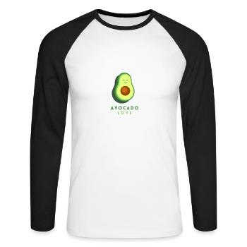 AVOCADO LOVE - Unisex Baseballshirt langarm - Weiß/Schwarz - Vorne - Nik (191cm)