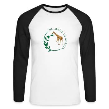 Girafe - T-shirt baseball manches longues Homme - blanc/noir - Devant - Nik (191cm)