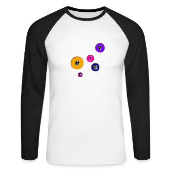 Boutons avec caractères - T-shirt baseball manches longues Homme - blanc/noir - Devant - Nik (191cm)