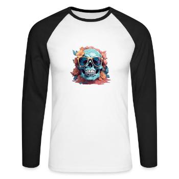 Crâne frais avec lunettes de soleil - T-shirt baseball manches longues Homme - blanc/noir - Devant - Nik (191cm)