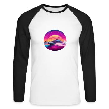 Beautiful speedboat design - Unisex Long Sleeve Baseball T-Shirt - white/black - Front - Nik (191cm)