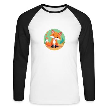 Fuchs im Herbstwald - Unisex Baseballshirt langarm - Weiß/Schwarz - Vorne - Nik (191cm)