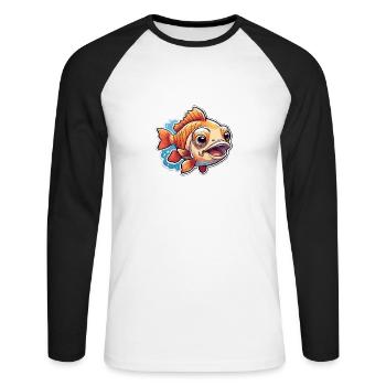 Poissons rouges étonnés - T-shirt baseball manches longues Homme - blanc/noir - Devant - Nik (191cm)