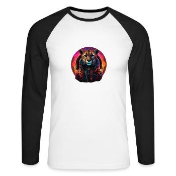 Cool leopard in color - Unisex Long Sleeve Baseball T-Shirt - white/black - Front - Nik (191cm)