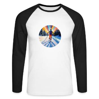 Skiers on the slopes - Unisex Long Sleeve Baseball T-Shirt - white/black - Front - Nik (191cm)