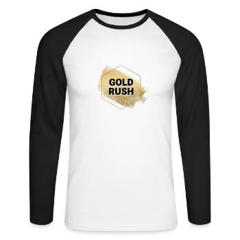 Logo de la ruée vers l’or - T-shirt baseball manches longues Homme - blanc/noir - Devant - Nik (191cm)