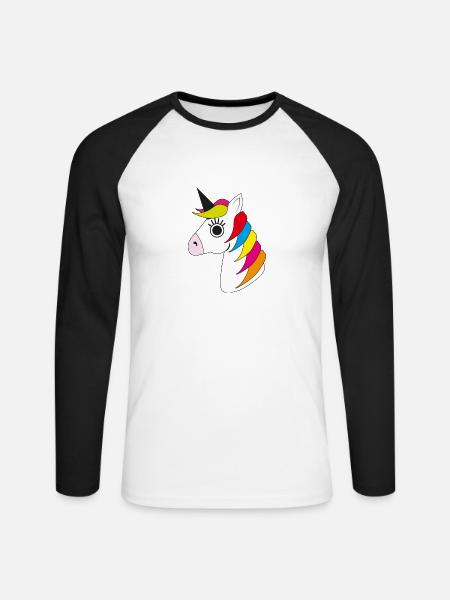 einhorn - Unisex Baseballshirt langarm - Weiß/Schwarz