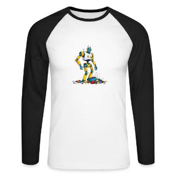 Quand l’IA essaie de nettoyer - T-shirt baseball manches longues Homme - blanc/noir - Devant - Nik (191cm)
