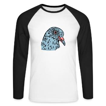 pigeonnot - Unisex Long Sleeve Baseball T-Shirt - white/black - Front - Nik (191cm)