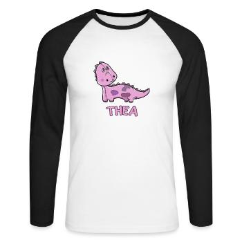 Dinosaurier lustig Kind Thea Geschenk Geburtstag K - Unisex Baseballshirt langarm - Weiß/Schwarz - Vorne - Nik (191cm)
