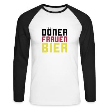 Döner Frauen Bier - Unisex Baseballshirt langarm - Weiß/Schwarz - Vorne - Nik (191cm)