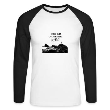Rio De Janeiro Vibe - Unisex Long Sleeve Baseball T-Shirt - white/black - Front - Nik (191cm)