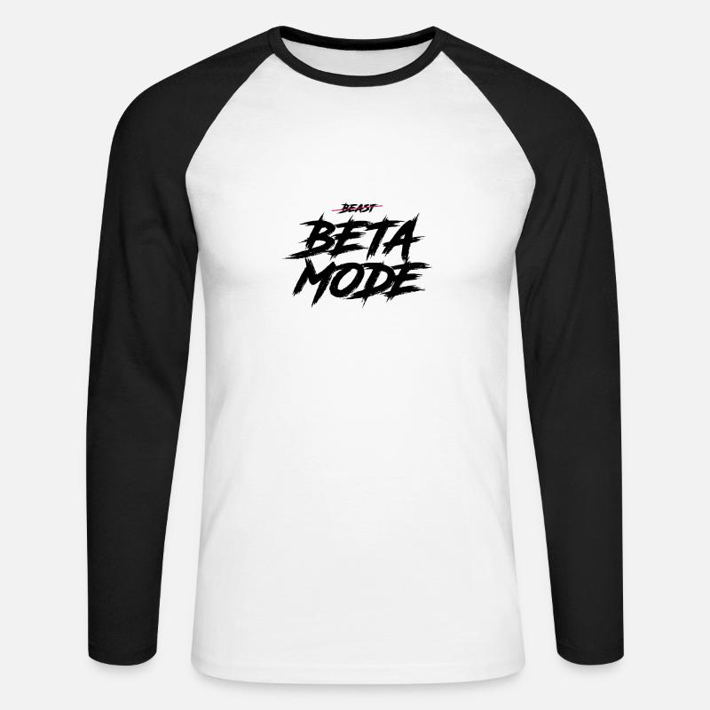 BETA-MODUS - Langermet baseball-skjorte for menn - hvit/svart