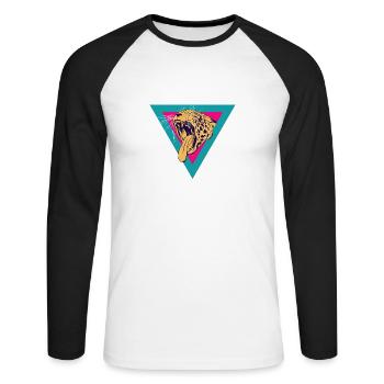 Léopard - T-shirt baseball manches longues Homme - blanc/noir - Devant - Nik (191cm)