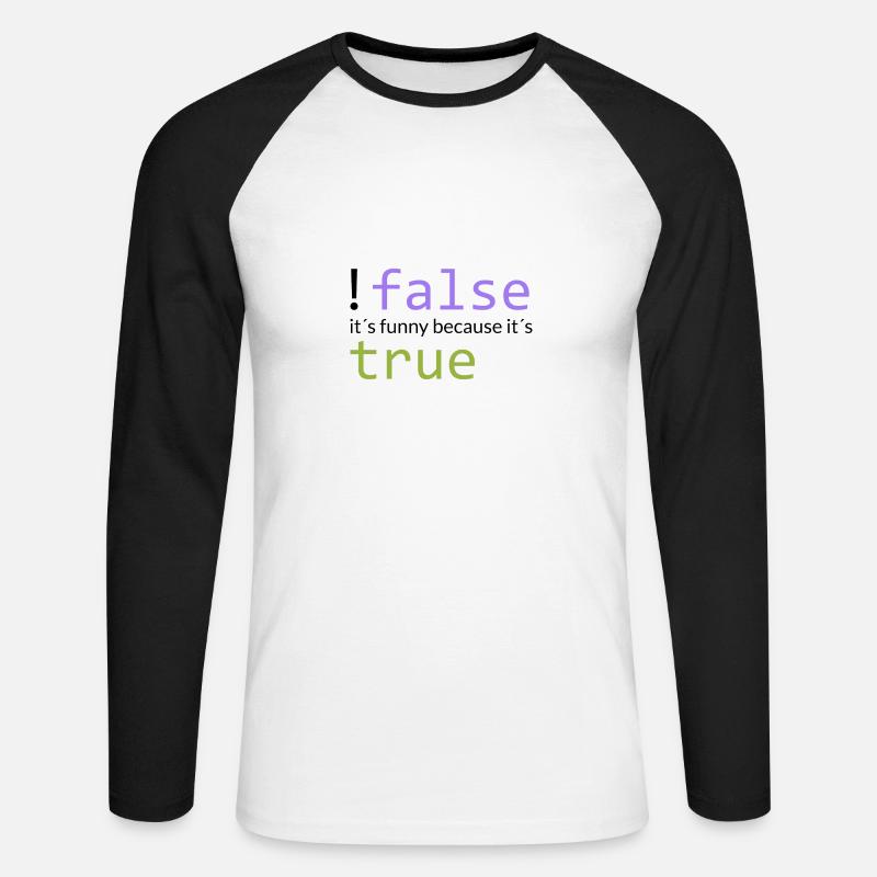 !false == true (dunkel) - Unisex Baseballshirt langarm - Weiß/Schwarz