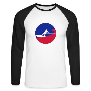 surfer sur sup - T-shirt baseball manches longues Homme - blanc/noir - Devant - Nik (191cm)
