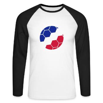 Ballon Italie Football Français Supporter France - T-shirt baseball manches longues Homme - blanc/noir - Devant - Nik (191cm)