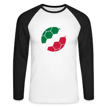 Flag Ball Italy Italian Football Fan Logo - Unisex Long Sleeve Baseball T-Shirt - white/black - Front - Nik (191cm)