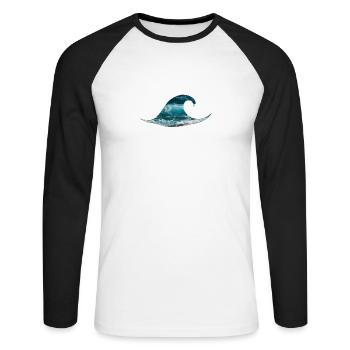 Surf de la mer océan vague - T-shirt baseball manches longues Homme - blanc/noir - Devant - Nik (191cm)