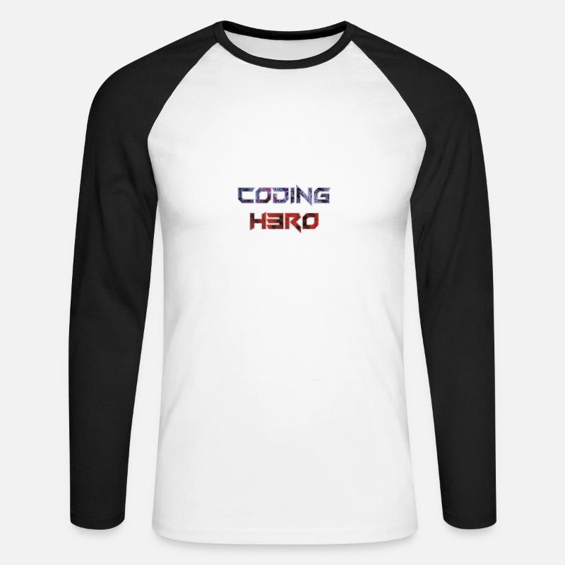 Coding Hero - Programmier-Held - Unisex Baseballshirt langarm - Weiß/Schwarz