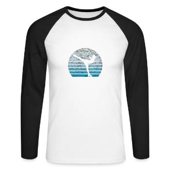 Patinage artistique Figure Skater Retro Vintage cadeau - T-shirt baseball manches longues Homme - blanc/noir - Devant - Nik (191cm)
