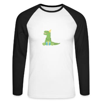 T Rex cadeau d’anniversaire - T-shirt baseball manches longues Homme - blanc/noir - Devant - Nik (191cm)