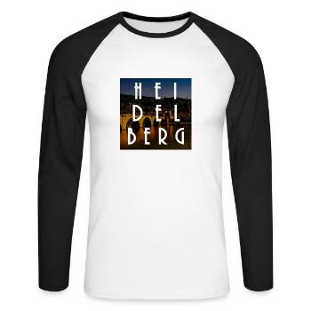 Heidelberg - T-shirt baseball manches longues Homme - blanc/noir - Devant - Nik (191cm)