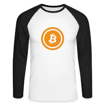 Logo Classic Bitcoin BTC - T-shirt baseball manches longues Homme - blanc/noir - Devant - Nik (191cm)