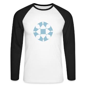 Vêtements rave abstraits - T-shirt baseball manches longues Homme - blanc/noir - Devant - Nik (191cm)