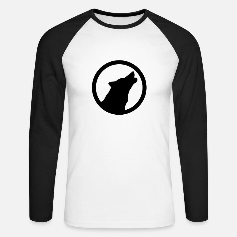 Wolf - Unisex Baseballshirt langarm - Weiß/Schwarz