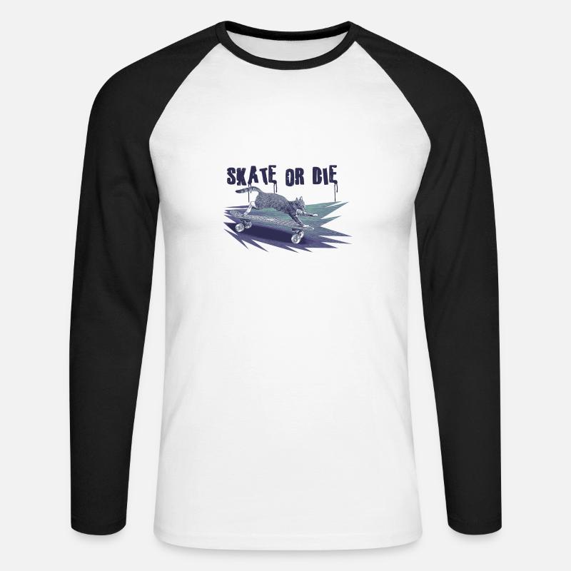 Skate oder stirb - Unisex Baseballshirt langarm - Weiß/Schwarz