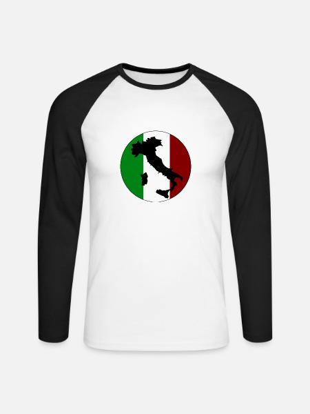 Italien - Unisex Baseballshirt langarm - Weiß/Schwarz