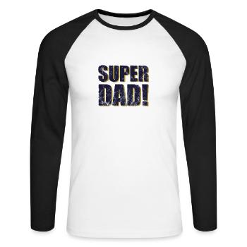 Superdad Family Proud Father Fathers Gift - Unisex Long Sleeve Baseball T-Shirt - white/black - Front - Nik (191cm)