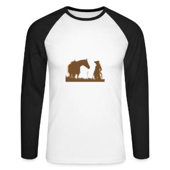 Western girl - Unisex Baseballshirt langarm - Weiß/Schwarz - Vorne - Nik (191cm)